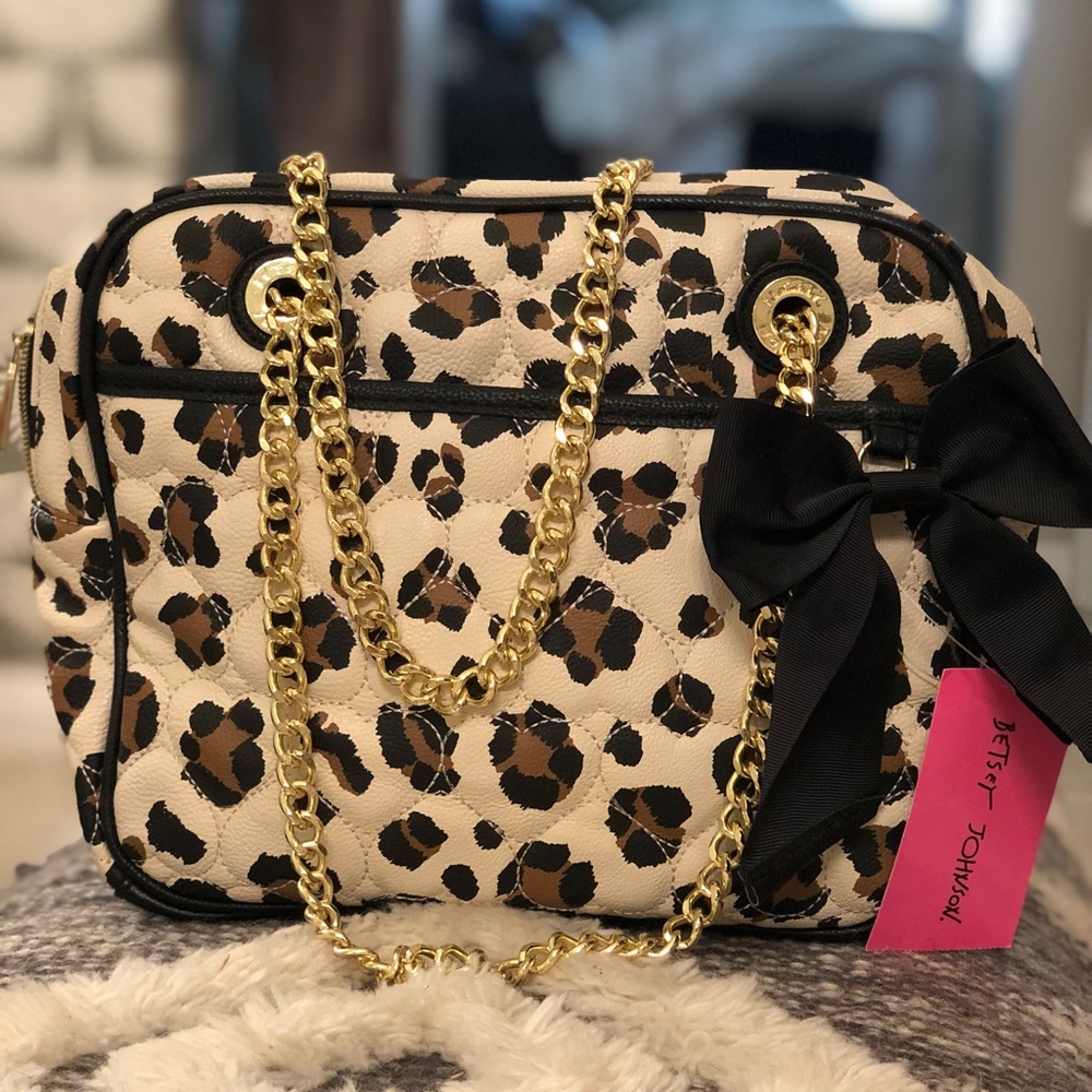 Betsey Johnson chain leopard bag